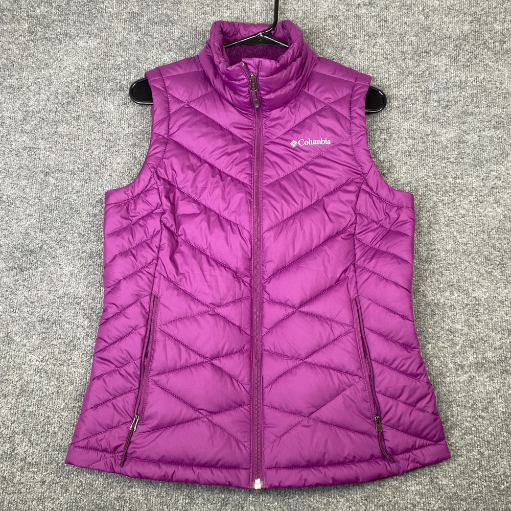 Columbia Omni-Heat Puffer Vest Womens Medium Purple Quilted Insulated WL0009